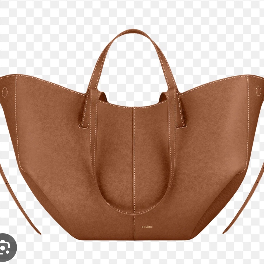 Polene Brown Tote with Curved Shape and Spacious Design